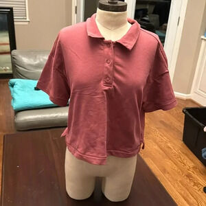 Athleta girl rose colored cropped polo size XXL/16